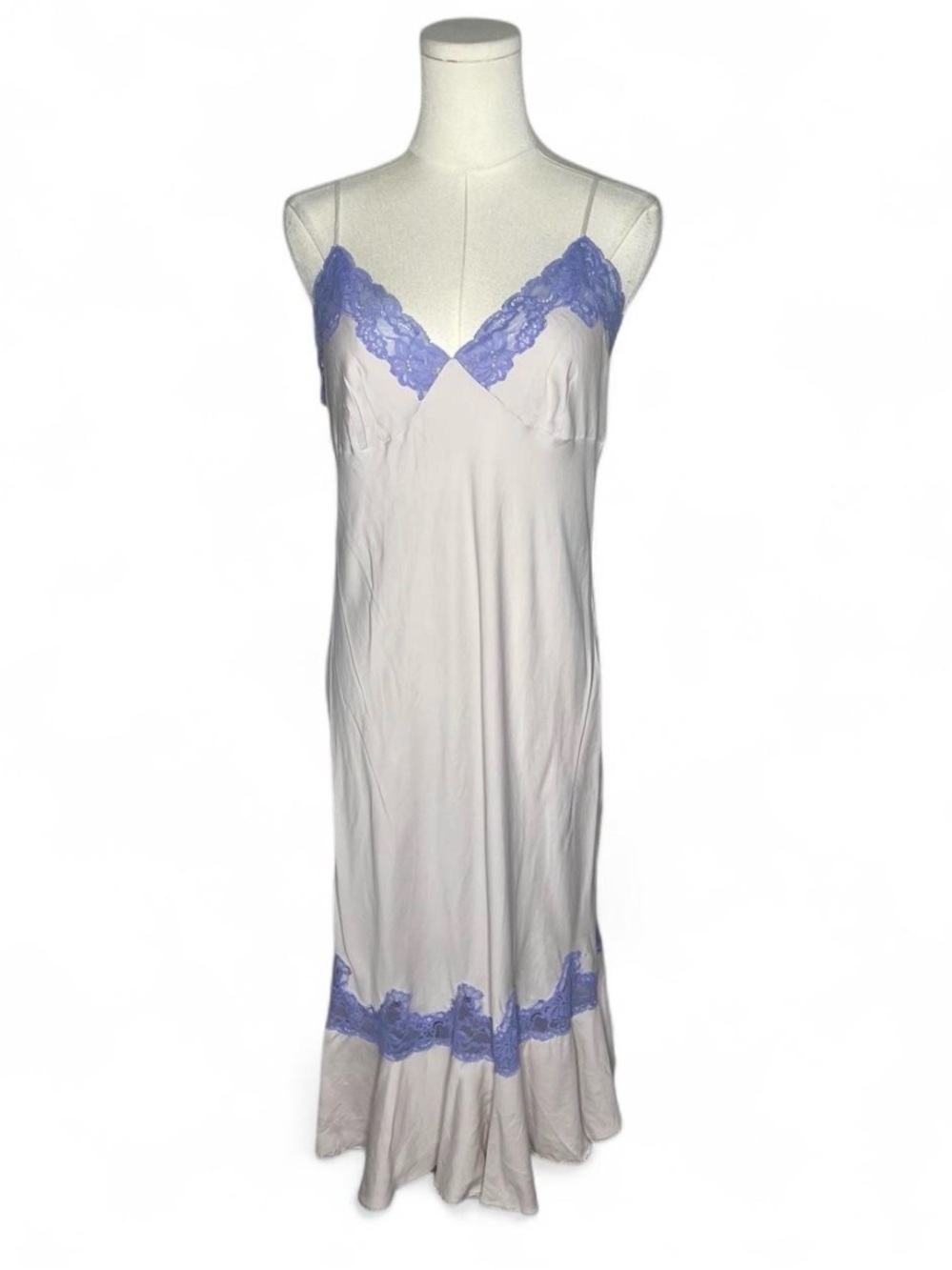Vintage Victoria’s Secret Purple Lace Trim Bias cut Silk Babydoll Slip Dress